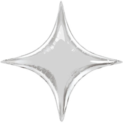 Шар с Гелием (28''/71 см) Звезда, 4х-конечная, Серебро