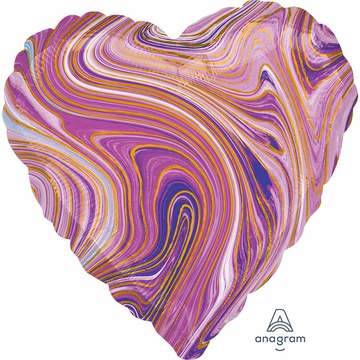Шар с Гелием (19''/47 см) Сердце, Мрамор, Фиолетовый