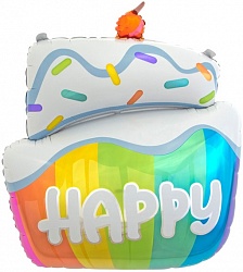 Шар с Гелием (35''/89 см) Фигура, Радужный тортик на Счастье
