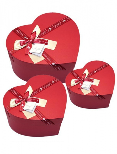 Коробка подарочная, Сердце с бантом, Красный, 27*24*13 см