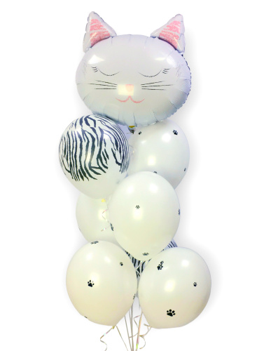 Фонтан из шаров "Черно-белый кот" фото 2