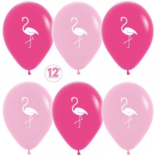 Шар с Гелием (12''/30 см) Фламинго, Фуше/Розовый, пастель