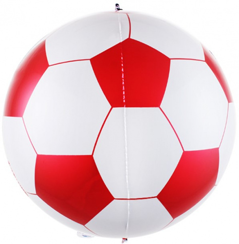 Шар с Гелием (23''/58 см) Сфера 3D, Футбольный мяч, Красный