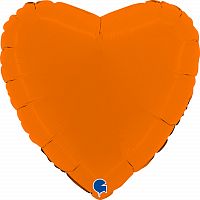 Шар с Гелием (18''/46 см) Сердце, Оранжевый, Сатин