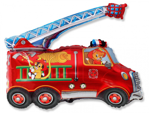 Шар с Гелием (31''/79 см) Фигура, Пожарная машина, Красный