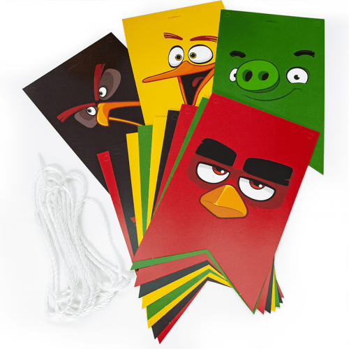 Гирлянда Флажки, Angry Birds, 180 см. фото 2