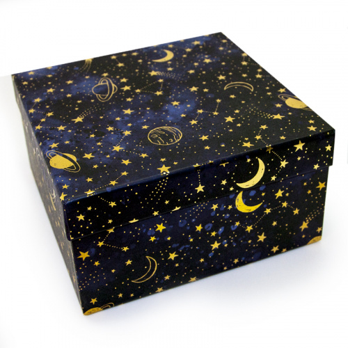 Коробка подарочная, Звездное небо, Темно-синий, 13*13*6 см фото 2
