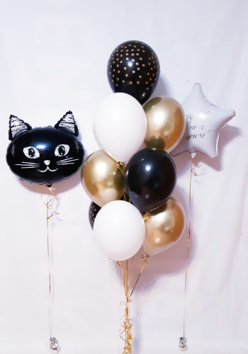 Композиция из шаров "Черно-белый кот" фото 2