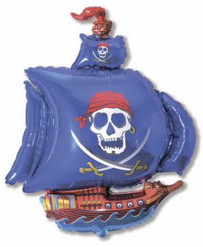 Шар (15''/38 см) Мини-фигура, Пиратский корабль, Синий