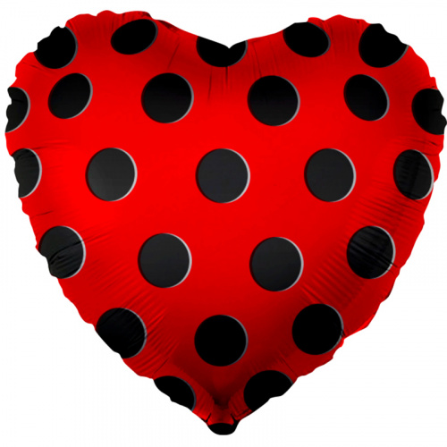 Шар с Гелием (18''/46 см) Сердце, Черные точки, Красный