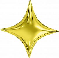 Шар с Гелием (28''/71 см) Звезда, 4х-конечная, Золото