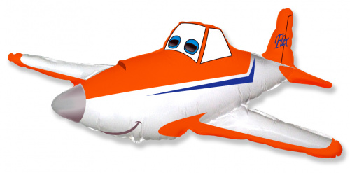 Шар с Гелием (44''/112 см) Фигура, Гоночный самолет, Оранжевый