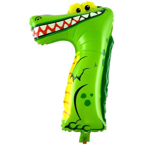 Шар с клапаном (16''/41 см) Цифра, 7 Крокодил.