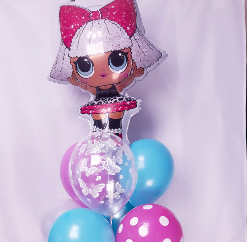 Фонтан из шаров "Любимая кукла" (без цифры) фото 4