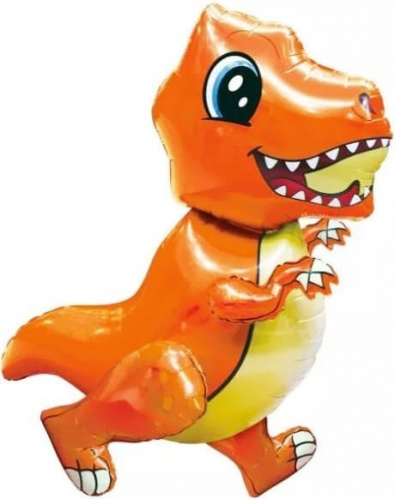 Шар (30''/76 см) Ходячая Фигура, Маленький динозавр, Оранжевый,