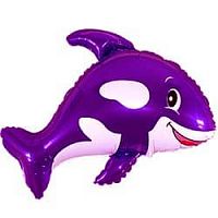 Шар (14''/36 см) Мини-фигура, Веселый кит, Фиолетовый
