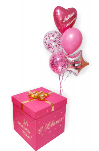Коробка для шаров 60*60*60, Розовая с фонтаном "Розовый на максимум" фото 2