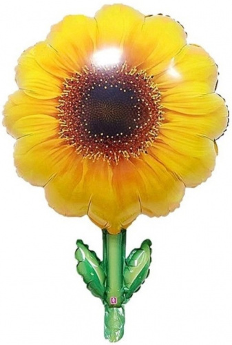 Шар с Гелием (29''/74 см) Фигура, Цветок подсолнуха, Желтый,