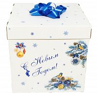 Коробка СЮРПРИЗ для подарков "Новогодняя" белая