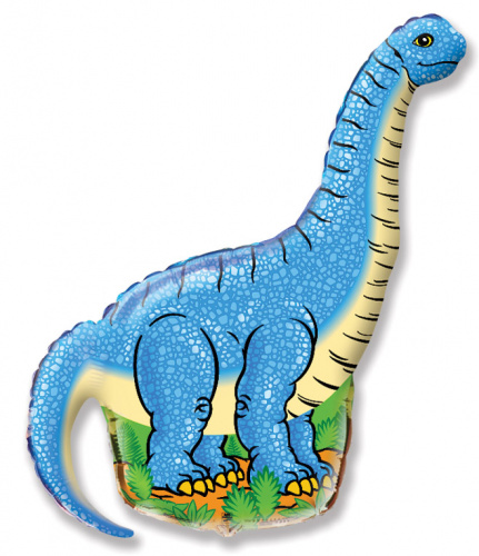 Шар с Гелием (43''/109 см) Фигура, Динозавр диплодок, Синий