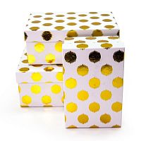 Набор коробок, Золотые точки, Белый, 14*21*9 см.