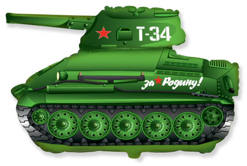 Шар с Гелием (31''/79 см) Фигура, Танк T-34, Зеленый