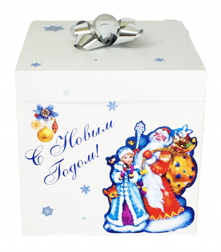 Коробка СЮРПРИЗ для подарков "Новогодняя" белая фото 2
