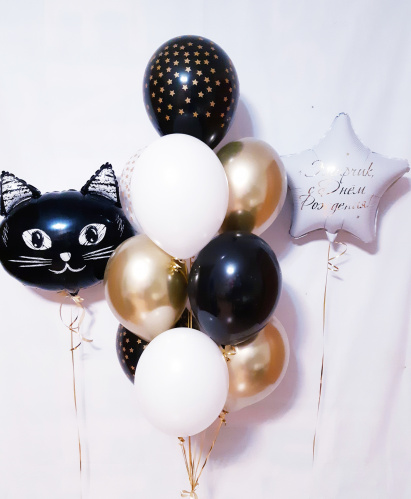 Композиция из шаров "Черно-белый кот" фото 5