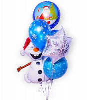 Фонтан из шаров "Веселый снеговик"