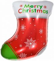 Шар с Гелием (24''/61 см) Фигура, Новогодний носок для подарков, Красный