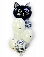 Фонтан из шаров "Черно-белый кот"