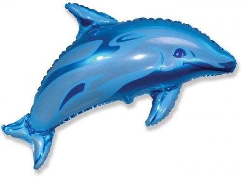 Шар с Гелием (37''/94 см) Фигура, Дельфин фигурный, Синий