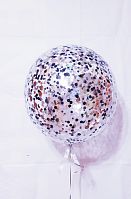 Шар с Гелием (30''/76 см) Сфера 3D, Deco Bubble, с конфетти, Бабл