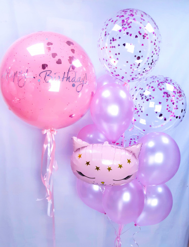 Композиция из шаров "Розовая кошка" фото 2