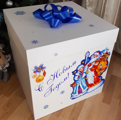 Коробка СЮРПРИЗ для подарков "Новогодняя" белая фото 5
