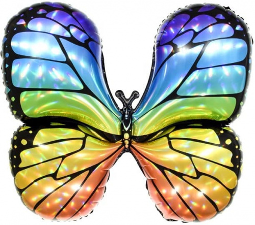 Шар с Гелием (31''/79 см) Фигура, Радужная бабочка, Голография