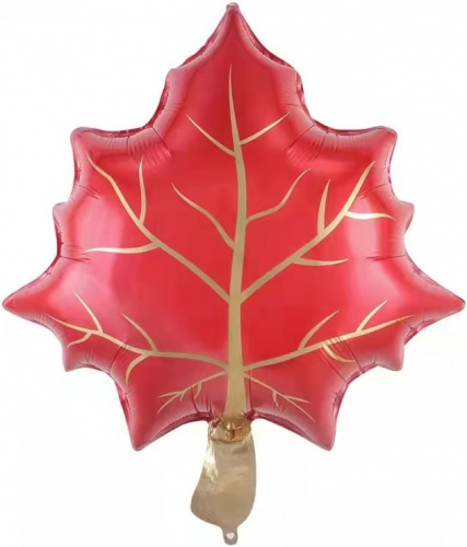 Шар с Гелием (24''/61 см) Фигура, Кленовый лист, Красный